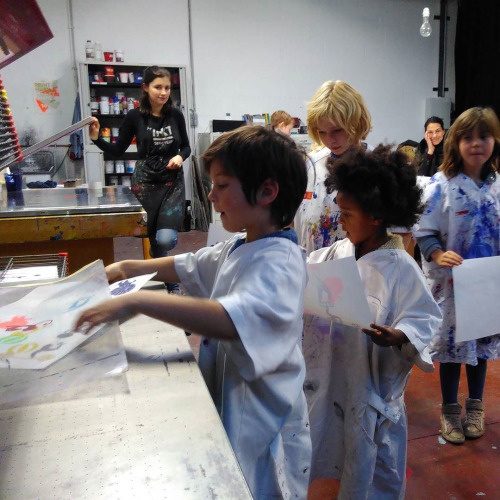 kids screenprinting workshop at Gezeever Antwerp