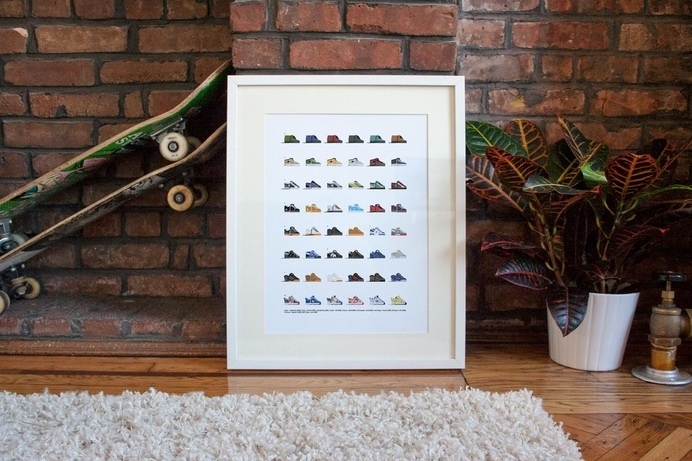 Skate Shoes of the 90s Print by Nathan Manire #flat #shoes #classics #collection #print #design #color #icons #skateboarding #retro #theme #nostalgia #illustration #90s #simple #series #streetwear #vintage #fashion #pixels