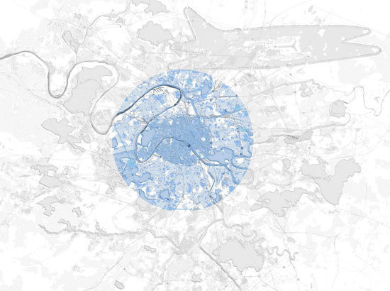 grand paris – detail of paris with the datascape of abstract volumes of the interventions #urban