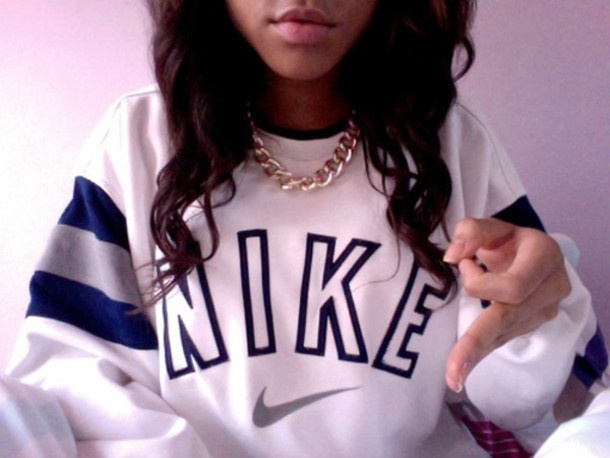 sweater nike blouse oversized sweater nike sweater white gray crewneck vintage chain crew neck just do it jacket #nike #vintage #crewneck