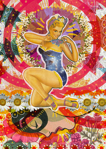 Try to get me | Peperina Magenta #creative #arte #amor #woman #color #pinup #digital #ilustraciã³n #vintage #ilustration #art #collage #colour #love #work