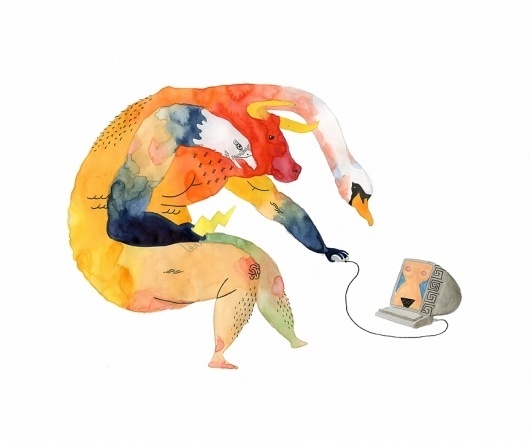 chriskuzma_zeus.jpg (864×720) #illustration #watercolor