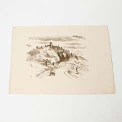 RÜHLE, CLARA (Stuttgart 1885-1947 Münsingen), 4 lithographs: Beilstein, On the Swabian Alb, On the Russias stone, From the Lauter valley,