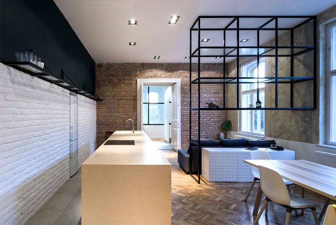 Apartment Renovation with Industrial Accents in Budapest - InteriorZine