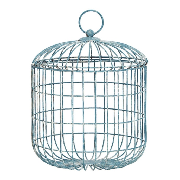 Halliday Metal White Wash Lidded Wired Basket
