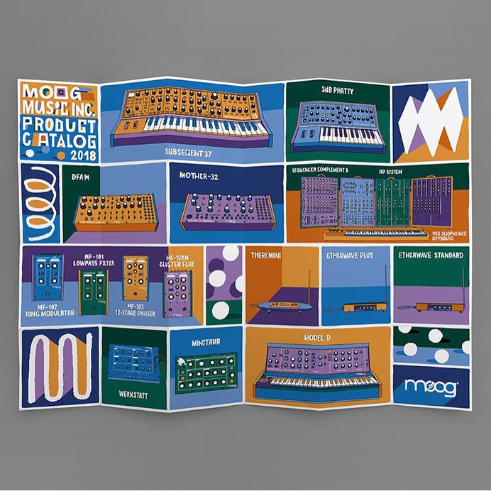 Klasse Thomas | ABK-Stuttgart auf Instagram: „@_marcdavid_ Fold out product catalog for @moogsynthesizers 🌈✨ #moog“