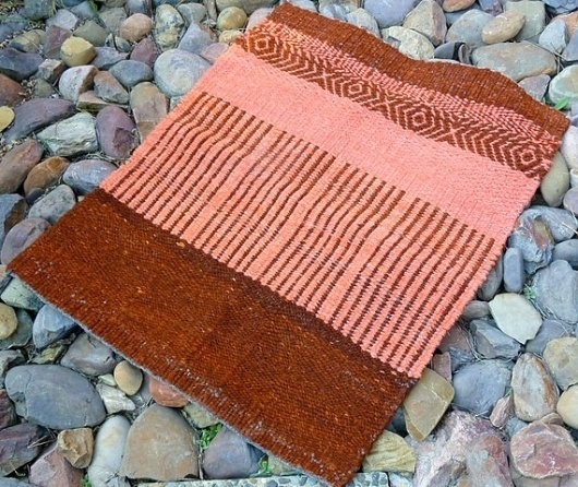 Melon Orange and Brown Wool Saddle Blanket by riverrunweaving #pattern #navajo #blanket #woven #saddle