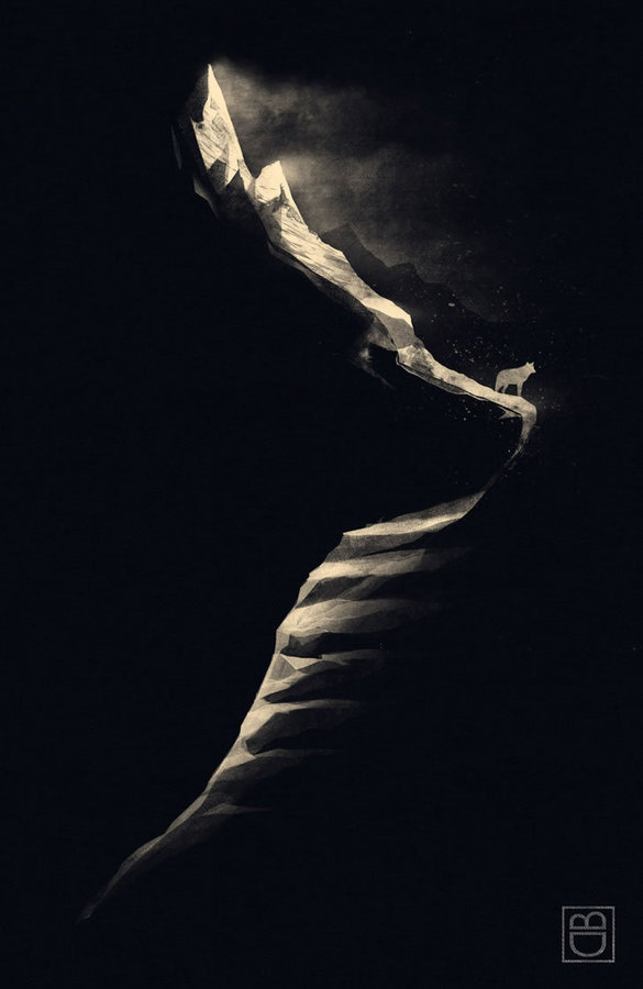 Fox Clift Illusion by Dan Burgess #white #negative #black #space #illustration