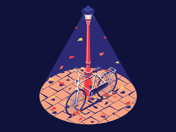 Autumn mood light seasons colors leafs storm amsterdam isometric bike autumn