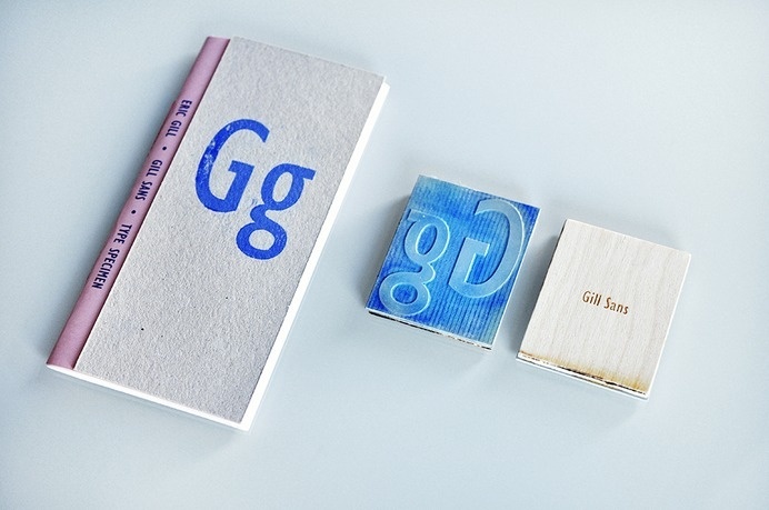 Gill Sans Type Specimen by Niermala B. Timmers www.niermalatimmers.com #print #engraving #press #wood #stichting #booklet #paper #font #ink #rubber #design #book #laser #cutting #lasercut #bleu #type #stamp #specimen #letterpress #orange #engravement #typography #gill #timmers #carving #sans #graphic #niermala #bookbinding