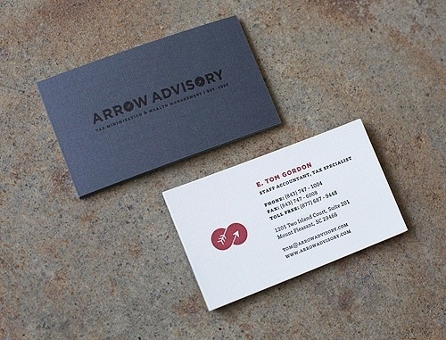 Fuzzco : Charleston, SC : Creative Studio : Web Design and Graphic Design : Arrow Advisory #red #white #business #modern #card #clean #collateral #dark #grey