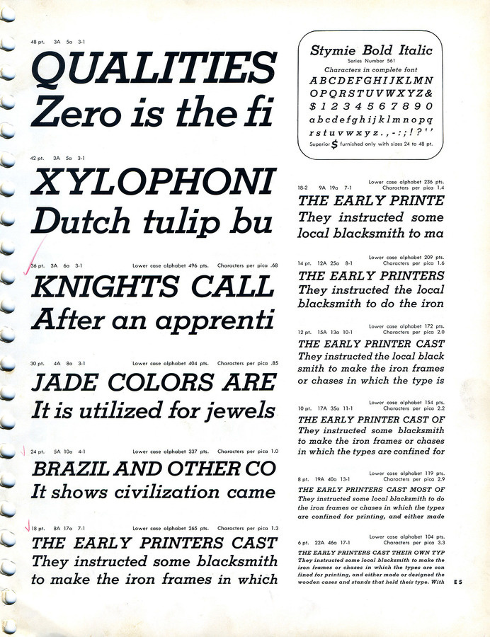 Stymie Bold Italic type specimen #slab #type #specimen #serif