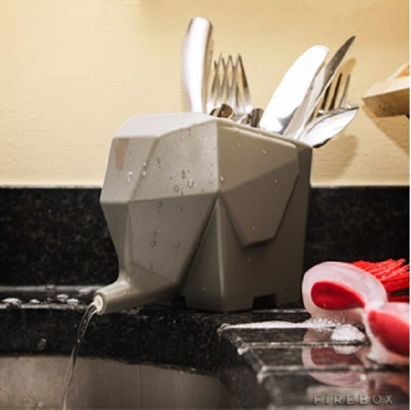 It may not be a real elephant, but this jumbo-sized cutlery drainer can be just as productive and playful as its animal counterpart. #cutlery #modern #design #home #bathroom #product #industrial #drainer #style