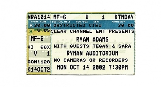 RAIN OR SHINE * NO CAMERAS | the TIX project on the Behance Network #2002 #ryan #ryman #nashville #adams #ticket