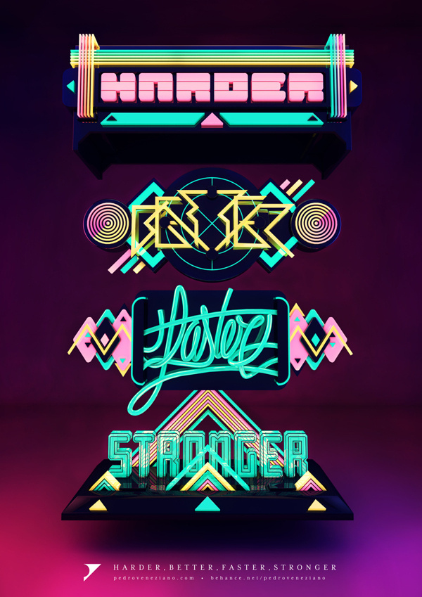 Harder Better Faster Stronger on Behance #type #3d