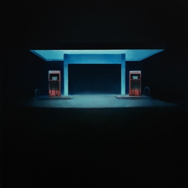 Minimal Night paintings by Trevor Young #night #illustration #petrol #gas #glow #painting #illumination #station