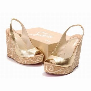 Christian Louboutin Marpop Golden Patent Leather Wedges #fashion