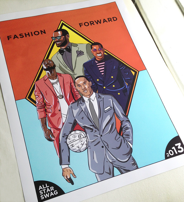 Fashion Forward NBA Poster TIM™ #illustration #lakers #angeles #york #knicks #new #design #la #anthony #poster #wade #nba #los #lebron #playoffs #heat #melo #miami #drawing #basketball #kobe