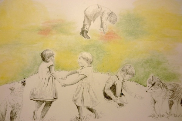 Kids playing. #flying #play #ilustration #art #kids