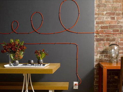 5_ways to hide choards coards cool inspiration #interior #lamp #red #electricity #wire #pins