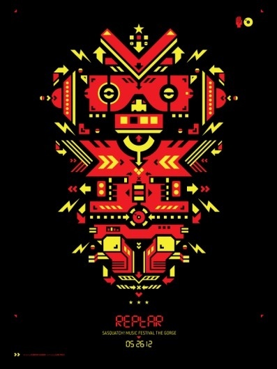 REPTAR | STUBBORN SIDEBURN® #robot #gig #design #graphic #geometric #shape #poster #character #concert