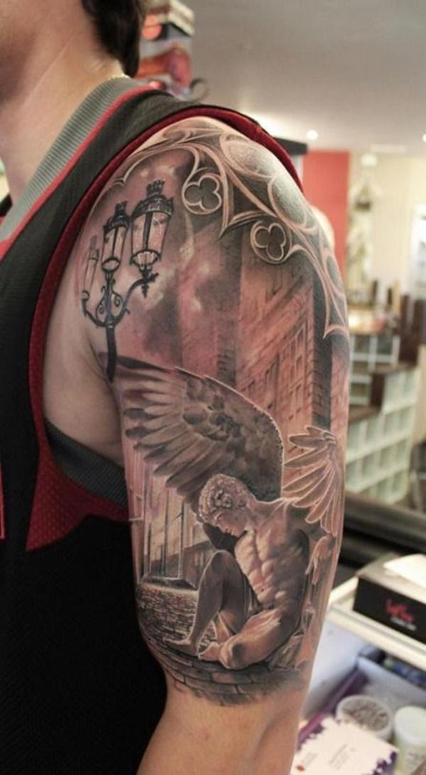 #tattoo, #sleevetattoo, #angeltattoo 