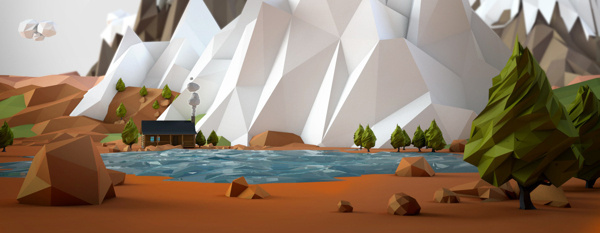 Mammoth Falls on Behance #illustration #low #poly #landscape