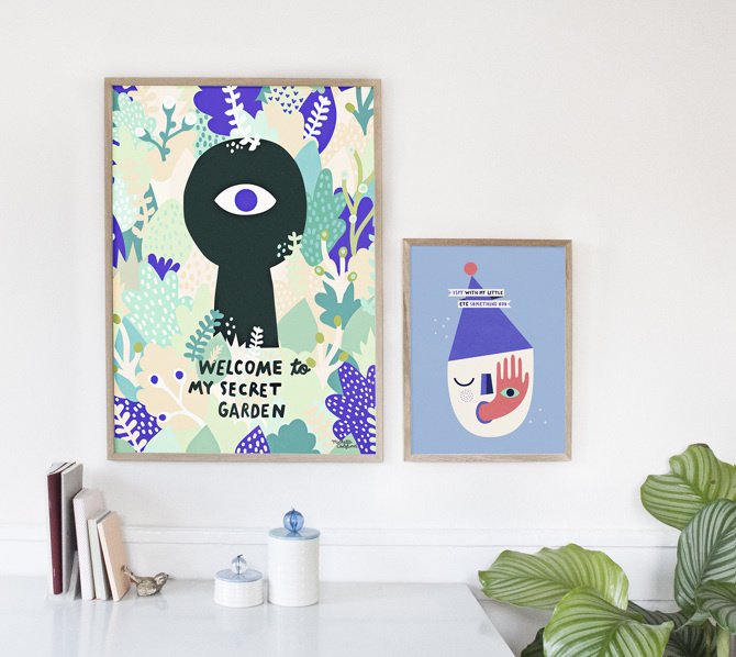 #nordic #design #graphic #illustration #danish #bright #simple #nordicliving #living #interior #kids #room #poster #spy #blue #head