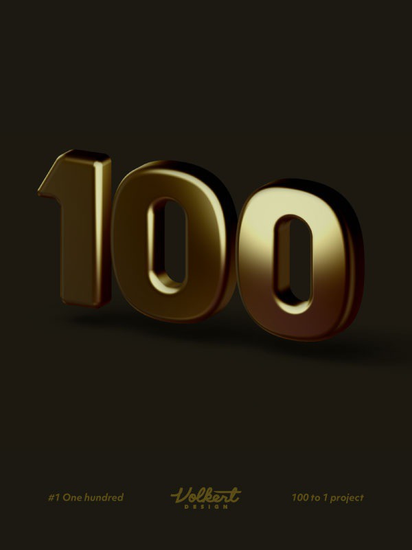 3D and gold number 100