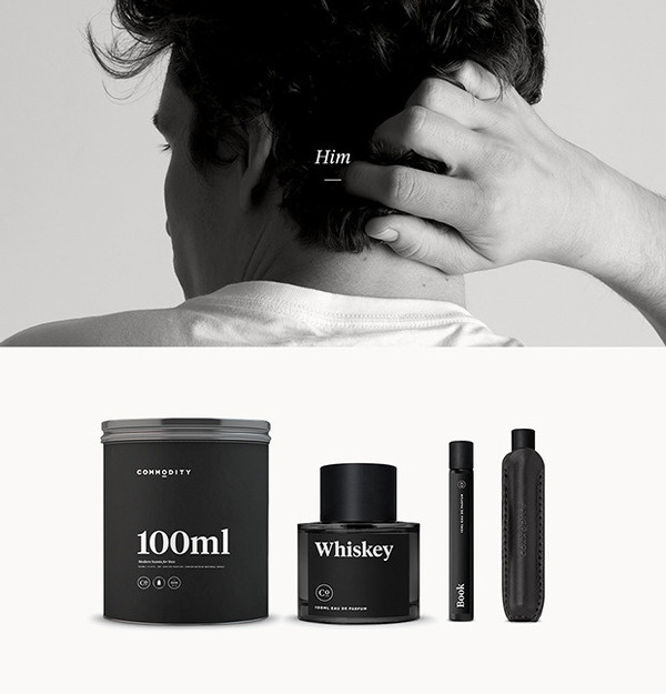 Commodity For Men Packaging #packaging #website #perfume #fragrance #minimal #leather #typography