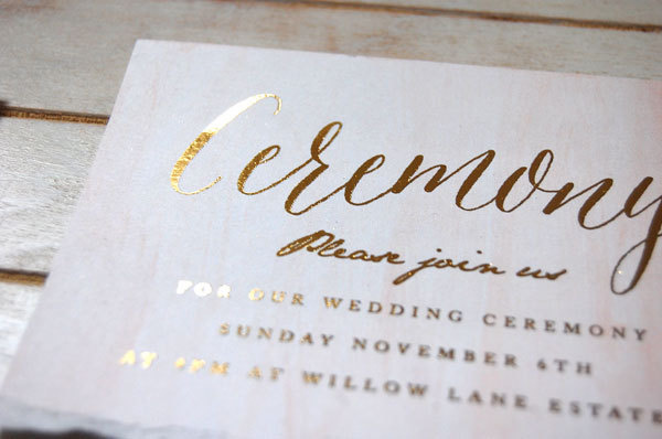 gold invitation #blush #watercolor #gold foil #invitation #paper #torn