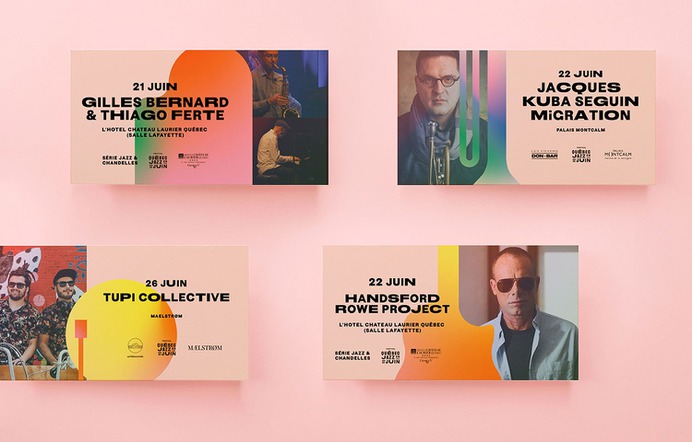Festival Québec Jazz en Juin - Mindsparkle Mag MamboMambo designed the identity for Jazz en Juin – a new music festival located in Québec city. Its long name was the starting point for the typographic concept. #logo #packaging #identity #branding #design #color #photography #graphic #design #gallery #blog #project #mindsparkle #mag #beautiful #portfolio #designer