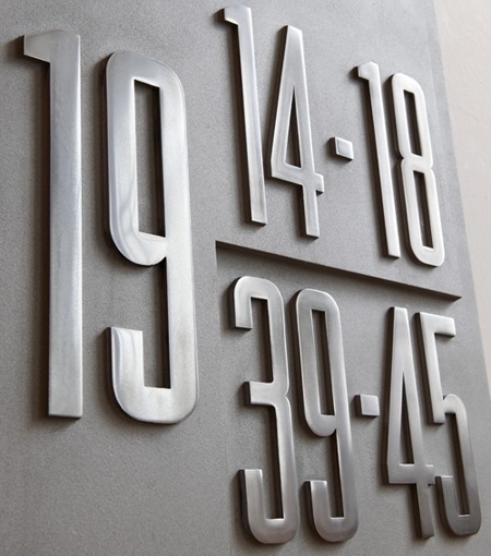 Misc: Recent Work | New at Pentagram | Pentagram #numbers #signage #metal #pentagram