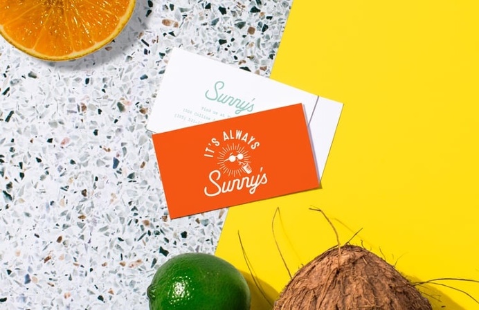 business card for sunny's at the hall, miami. design by sandy ley for love and war nyc