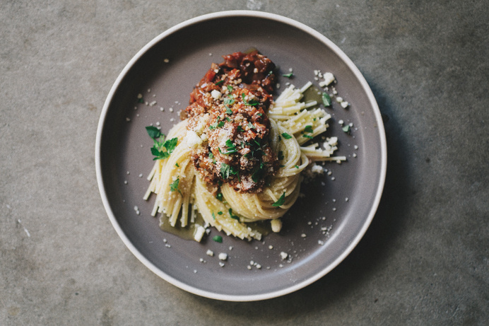 noodles with mushroom bolognese
