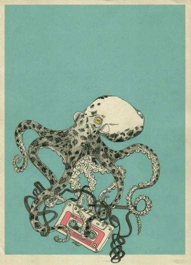 SBR001 Art Print by 555 | Society6 #tape #print #octopus #shirt #audio #kraken
