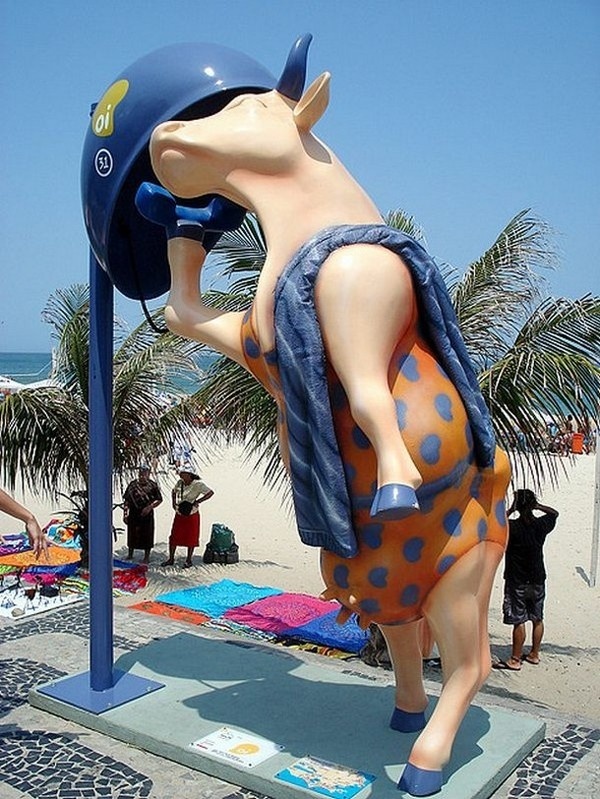 Cow call like creative phone booth #phone #public #booth #art #street #exterior #telephone