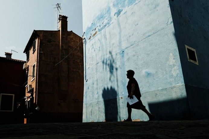 Sheet of paper. © Mirko Saviane. Juror's Pick, Magnum Photography Awards 2017. #mirkosaviane #magnumphotographyawards #blue #shadows