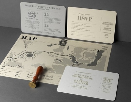 Orthodoxou & Wilhelm Wedding | Lovely Stationery #invite #stamp #wedding #map