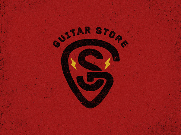 DELO | Design Studio #guitar #red #sign #design #emblem #store #logo