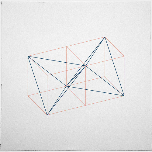 #346 Two tetrahedrons in adjacent cubes – Hardcore geometry, yeah! – A new minimal geometric composition each day