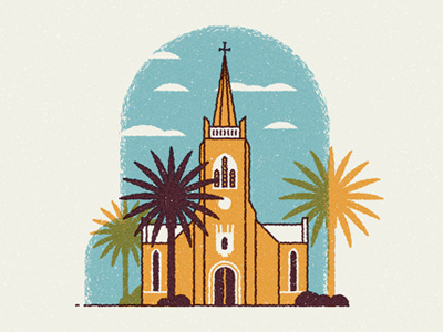 Stmartini #church #illustration #palm #trees