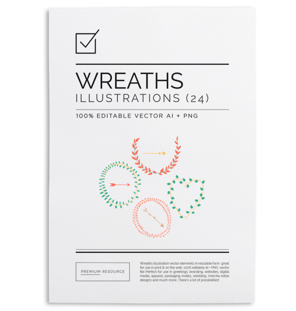 Wreaths & Arrows Vector Clip Art $10.00 Lovely wreaths, frames and arrows in customizable . AI vector and 300 DPI high resolution .PNG forma