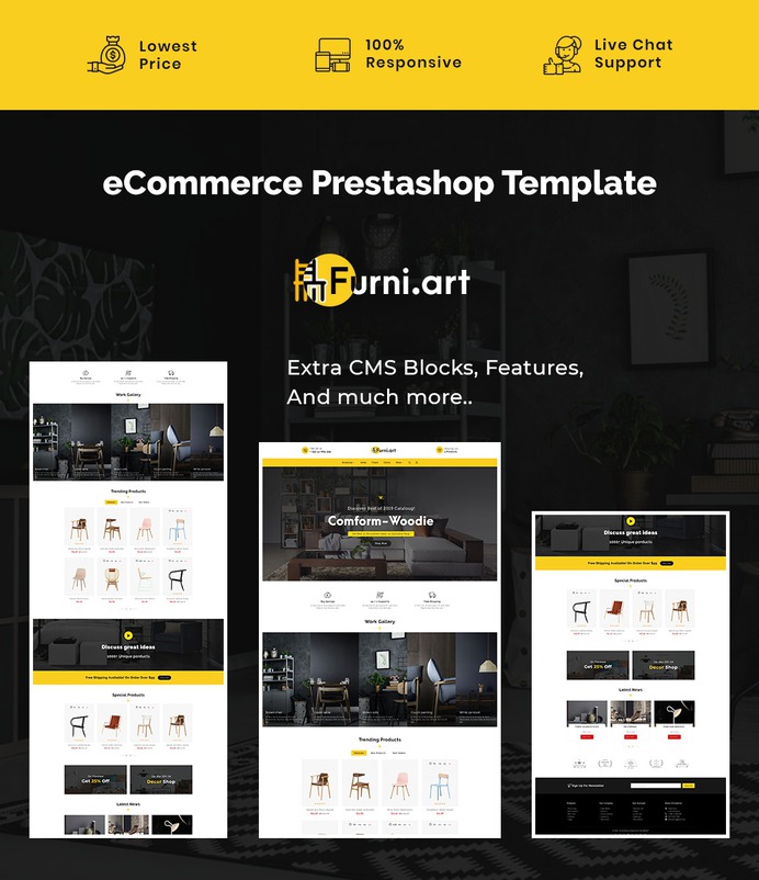 #Furniture #Art & #Home #Decor - #Prestashop #Responsive #Theme | #TemplateTrip #eCommerce #Website #Design #Template