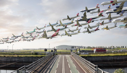 photoviz: " Mike Kelly - Airportraits Mike Kelly has expanded his composite LAX photo into a series of "Airportraits" of flight patterns from around the world. "