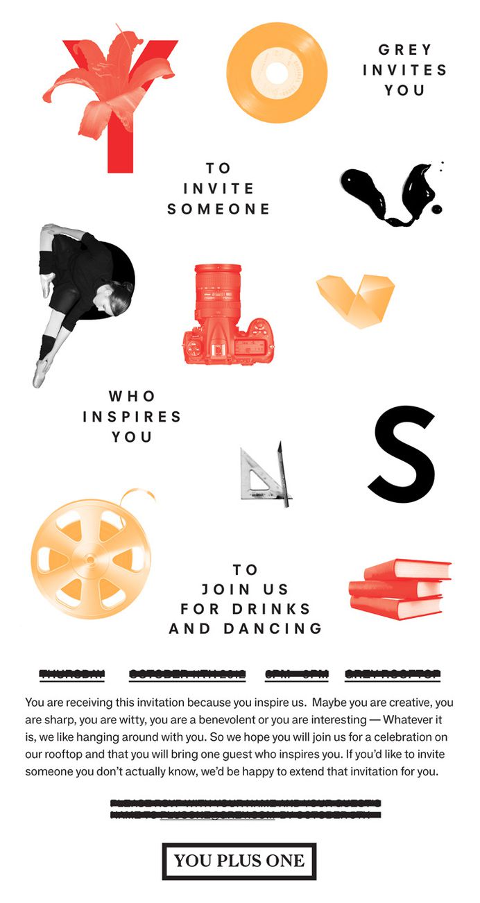 From the scrap pile. Unused design direction for corporate party invite.
