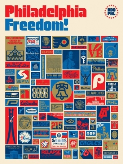 INSIDE THE ROCK POSTER FRAME: Aaron Draplin's Philadelphia Freedom Print on sale details #ddc #draplin #design #philly