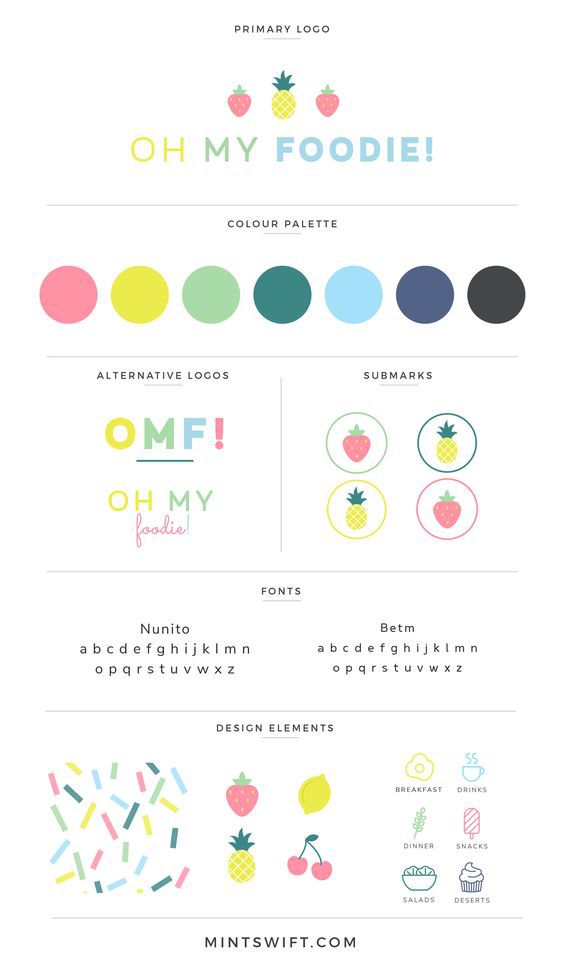 Colorful brand design for a food blogger.