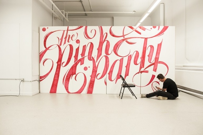 Typographic Mural – The Pink Party