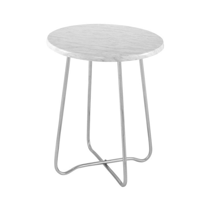 Jessica Marble Side Table Silver 47cmH x 39cmD